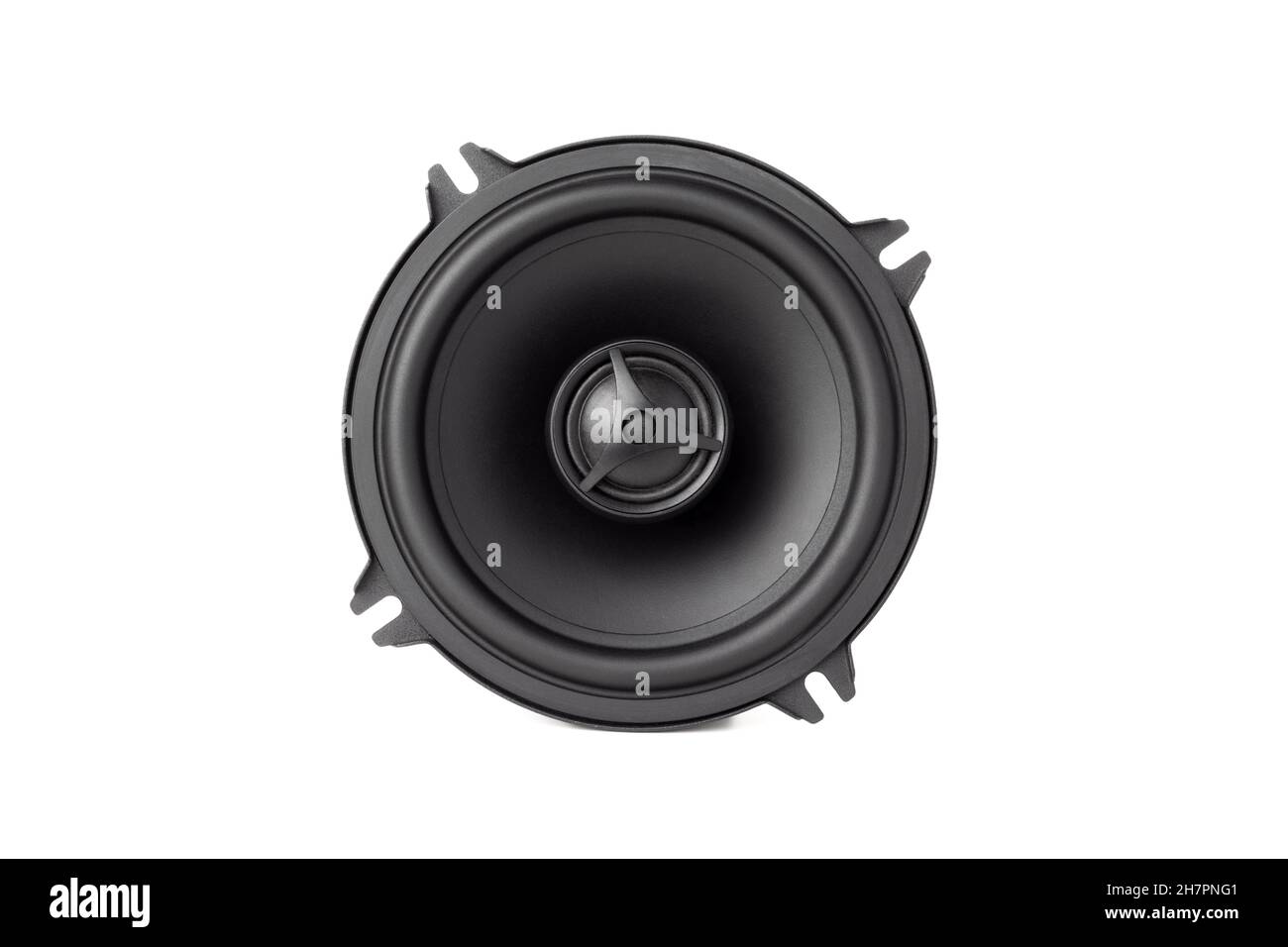 Stylish car audio acoustic round speaker isolated on white background
