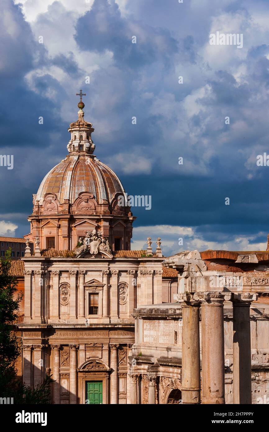 Rome historical antiquities and dramatic sky Stock Photo
