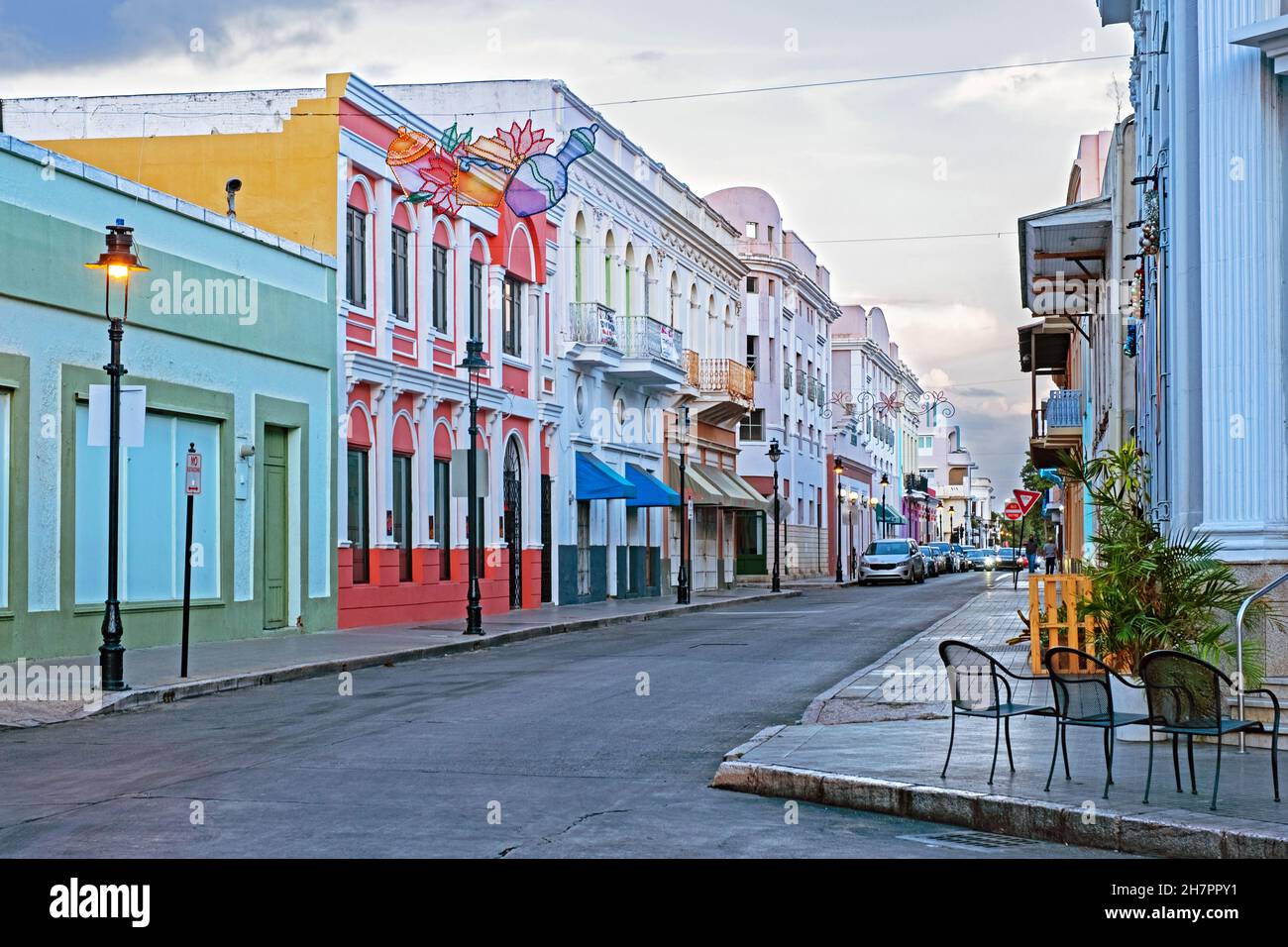 Pastel coloured buildings in Spanish colonial style in Historic Zone of puerto rico time zone vs new york