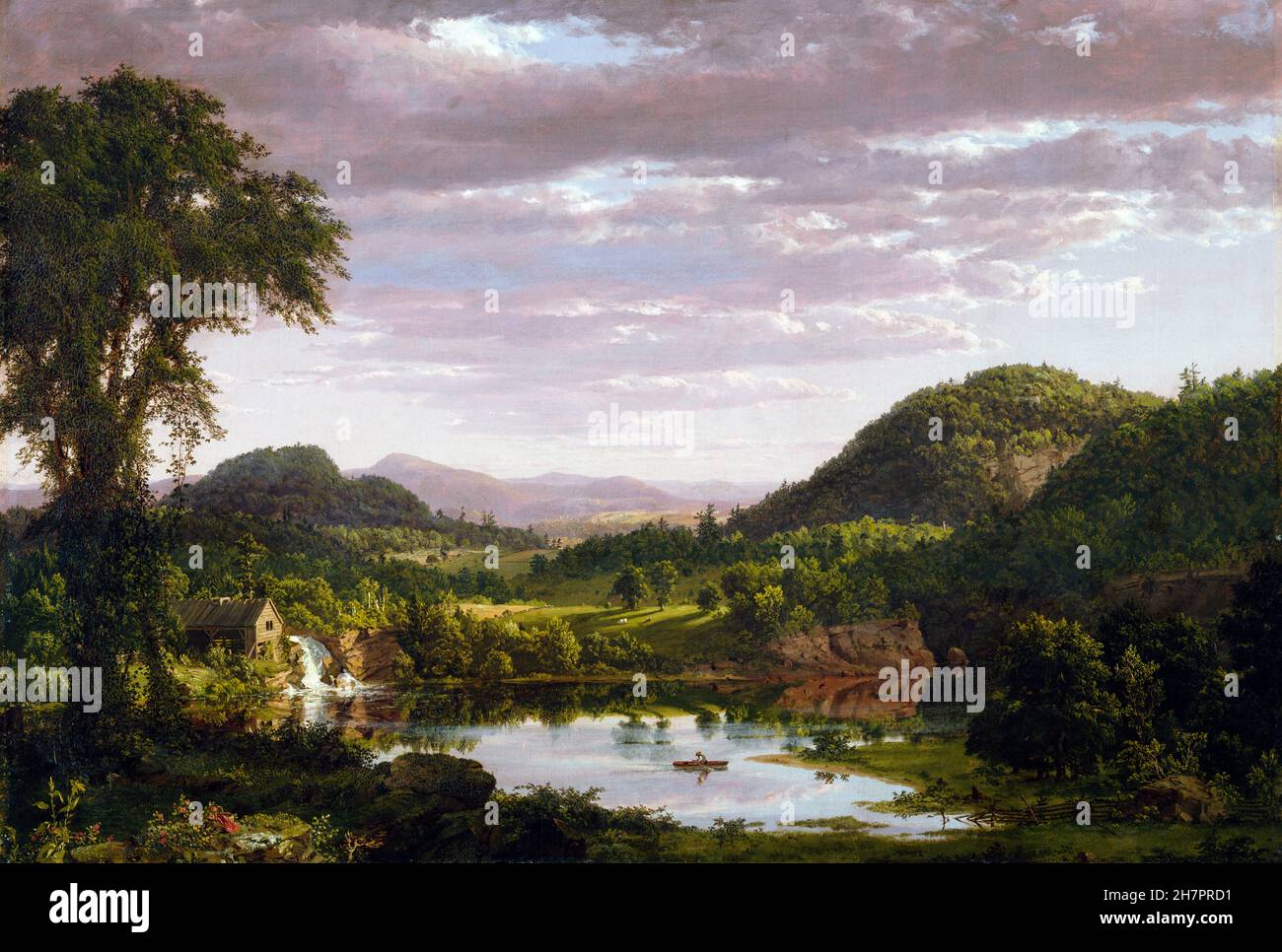 New England Landscape by Frederic Edwin Church (1826-1900), oil on canvas, c. 1849 Stock Photo