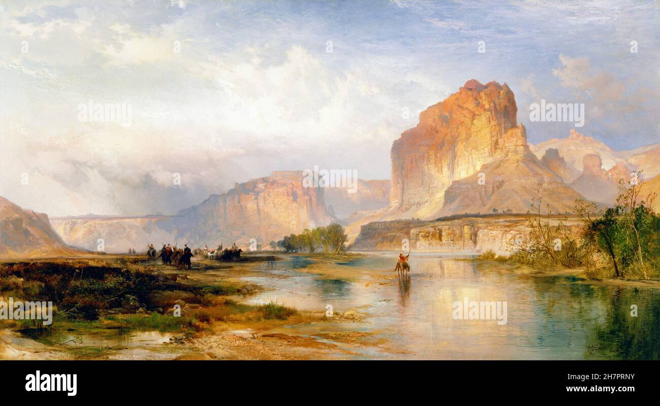 Cliffs of Green River by Thomas Moran (1837-1926), oil on canvas, 1874 Stock Photo