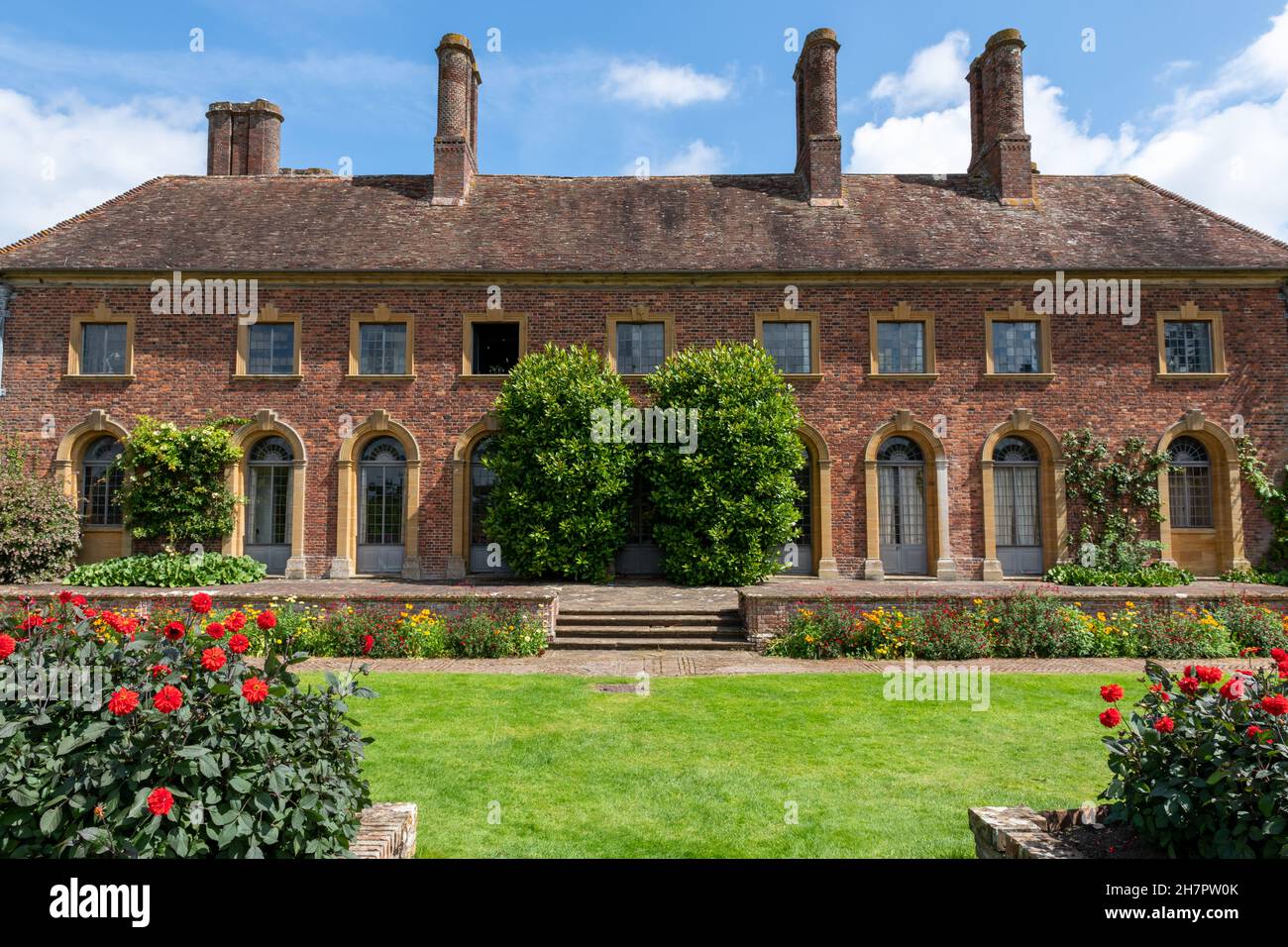 Barrington.Somerset.United Kingdom.August 8th 2021.View of the Strode house and ornamental garden at Barrington court in Somerset Stock Photo