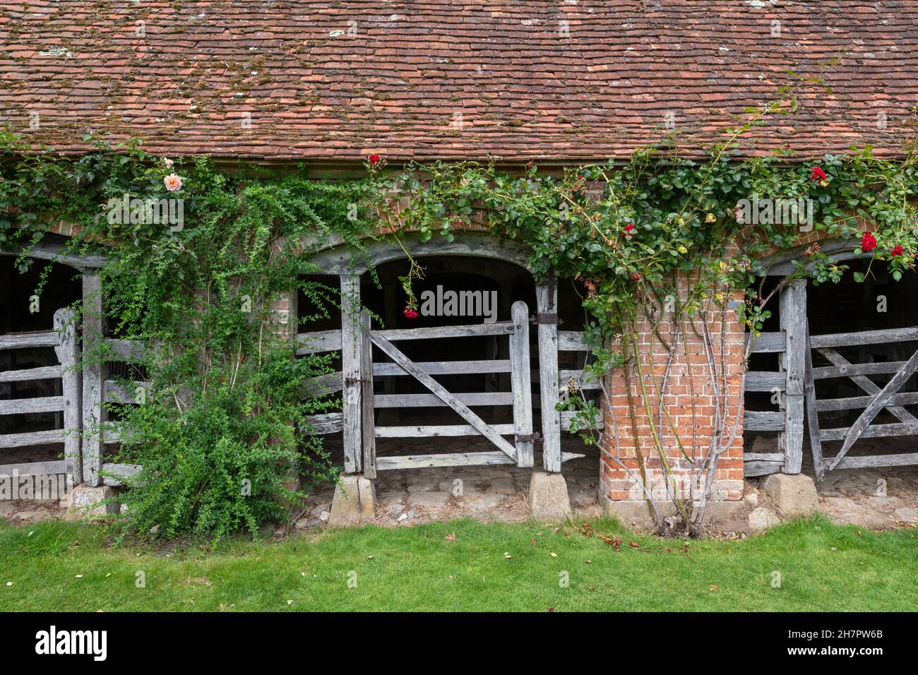 Barrington.Somerset.United Kingdom.August 14th 2021.View of the old stables at Barrington court in Somerset Stock Photo