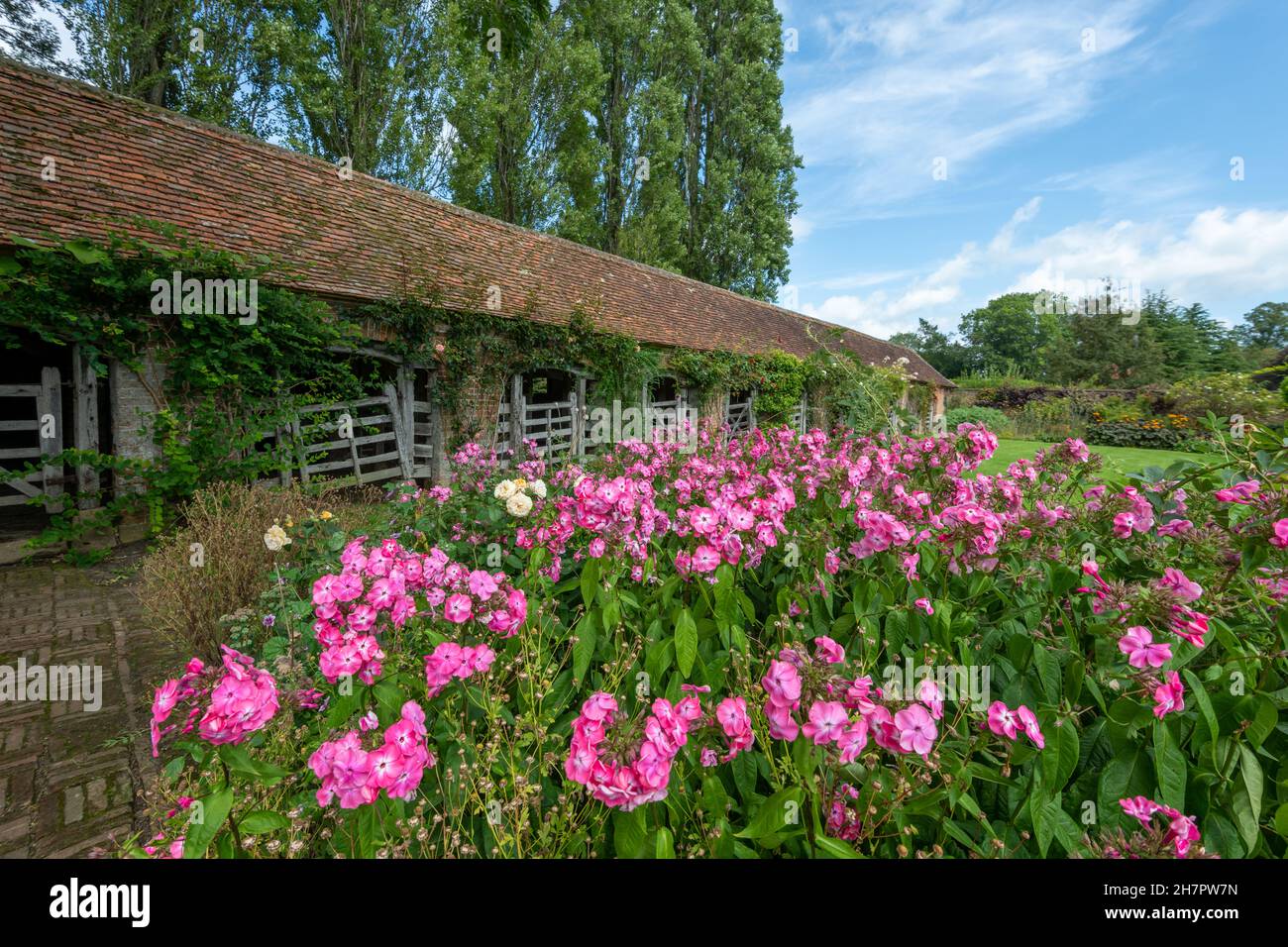 Barrington.Somerset.United Kingdom.August 14th 2021.View of the stables at Barrington court in Somerset Stock Photo