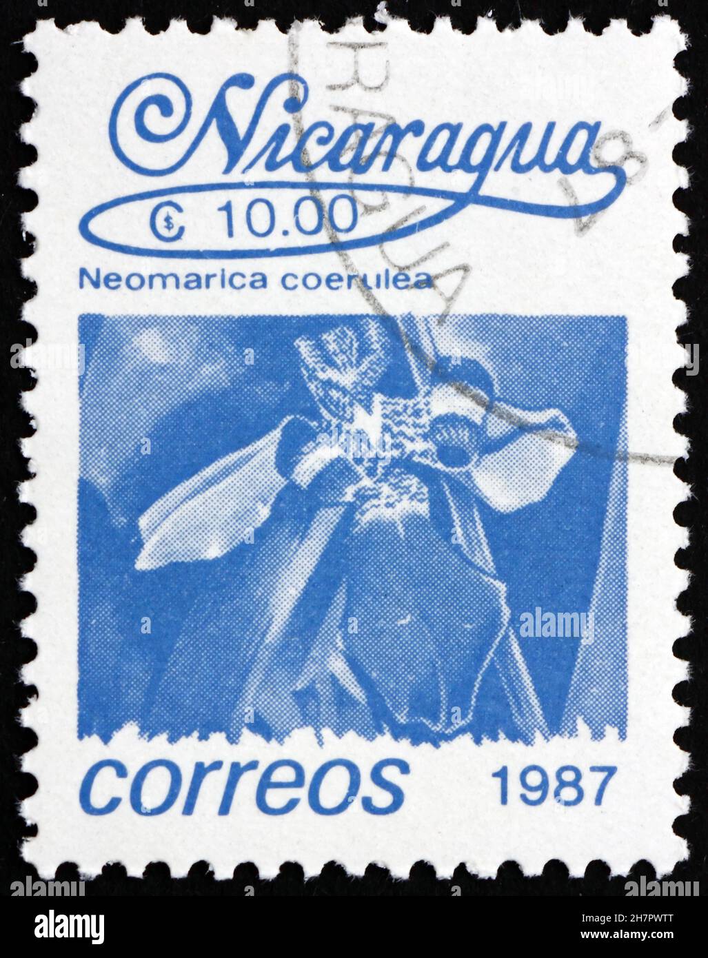 NICARAGUA - CIRCA 1987: a stamp printed in Nicaragua shows Walking Iris, Neomarica Coerulea, Flower, circa 1987 Stock Photo