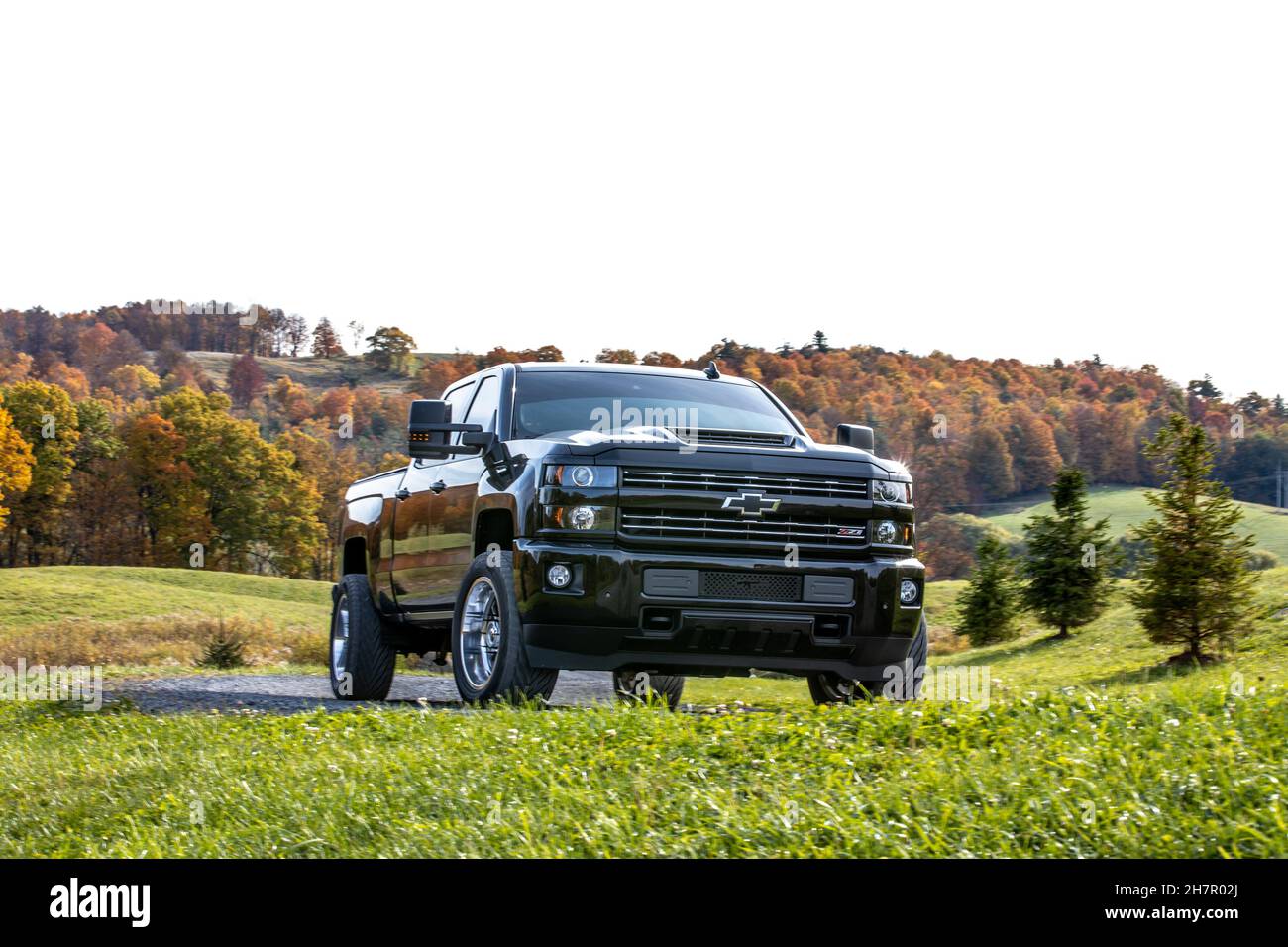 COBLESKILL, UNITED STATES Oct 05, 2020 A black Chevrolet Silverado