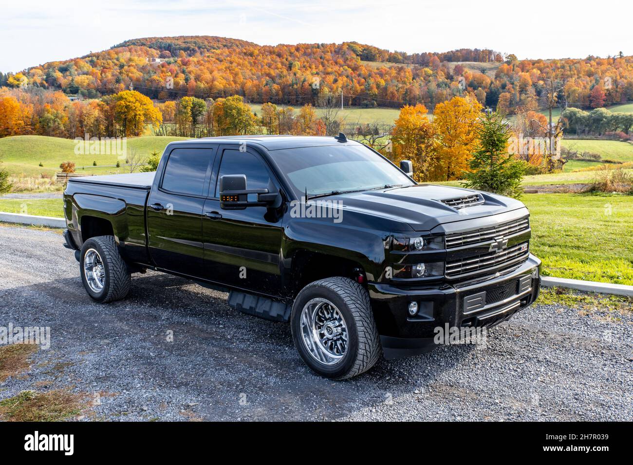 COBLESKILL, UNITED STATES Oct 13, 2020 A black Chevrolet Silverado