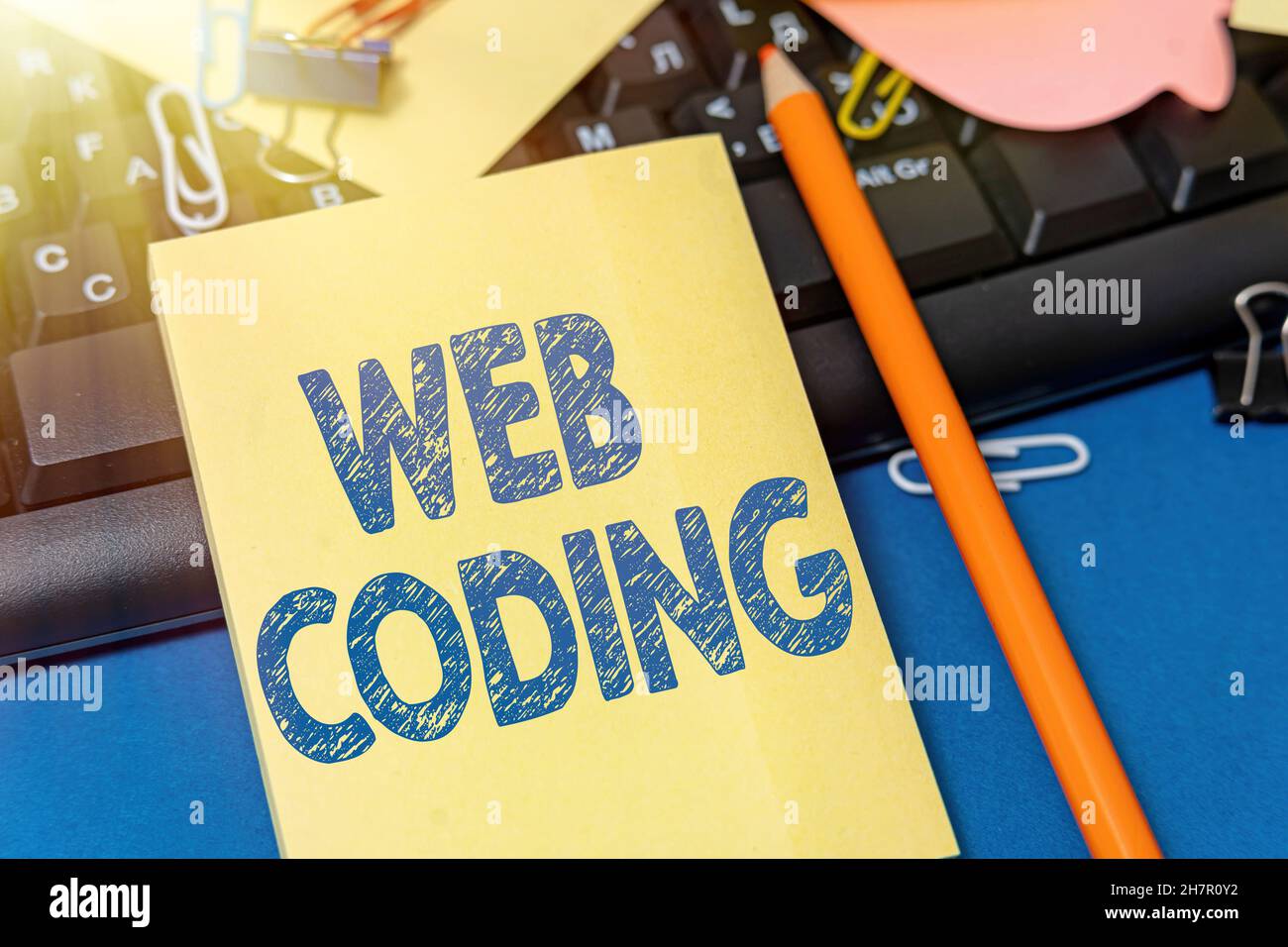 Text showing inspiration Web Coding. Business concept work involved in developing a web site for the Internet Multiple Assorted Collection Office Stock Photo
