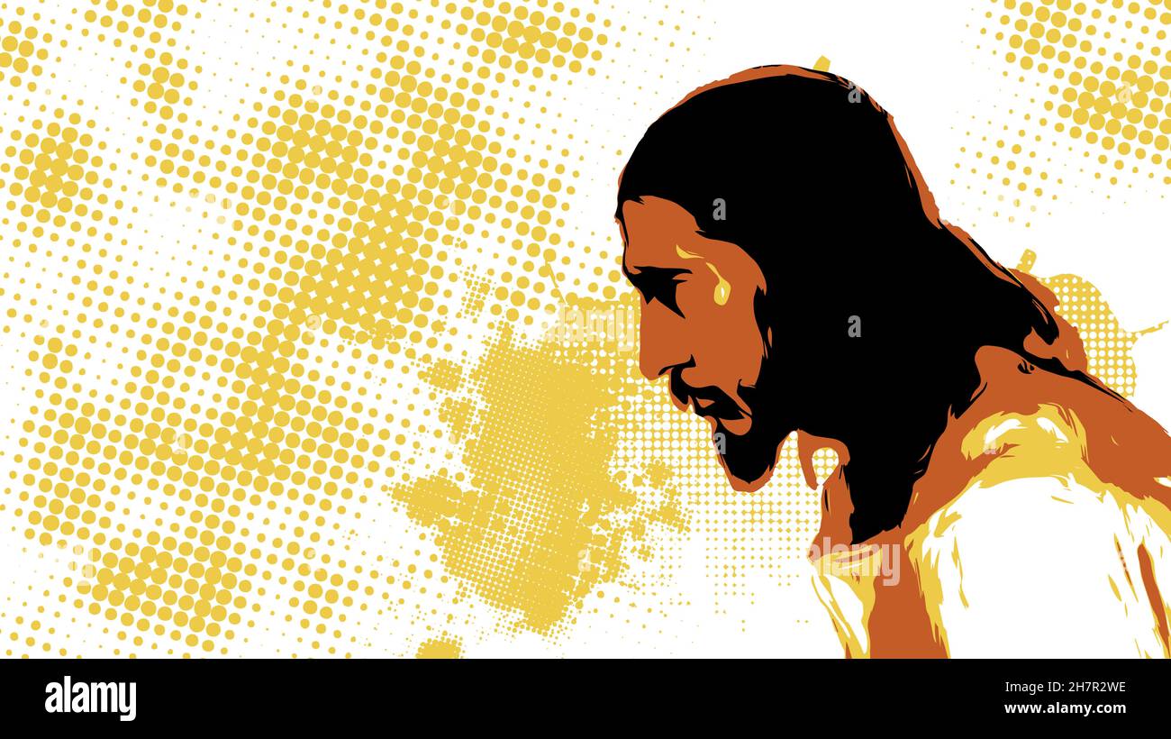 Jesus Christ face. Christian and Catholic religion. Vector illustration Stock Vector