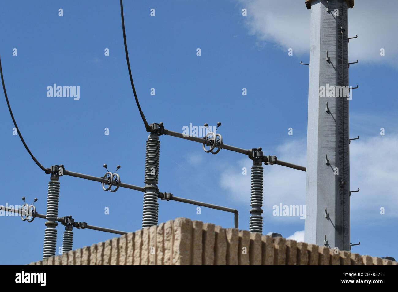 Closeup of tiein connections at electric power station Stock Photo