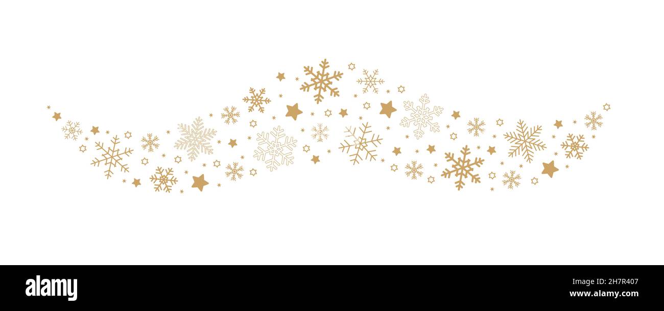snowflakes and stars border isolated on white background Stock Vector ...