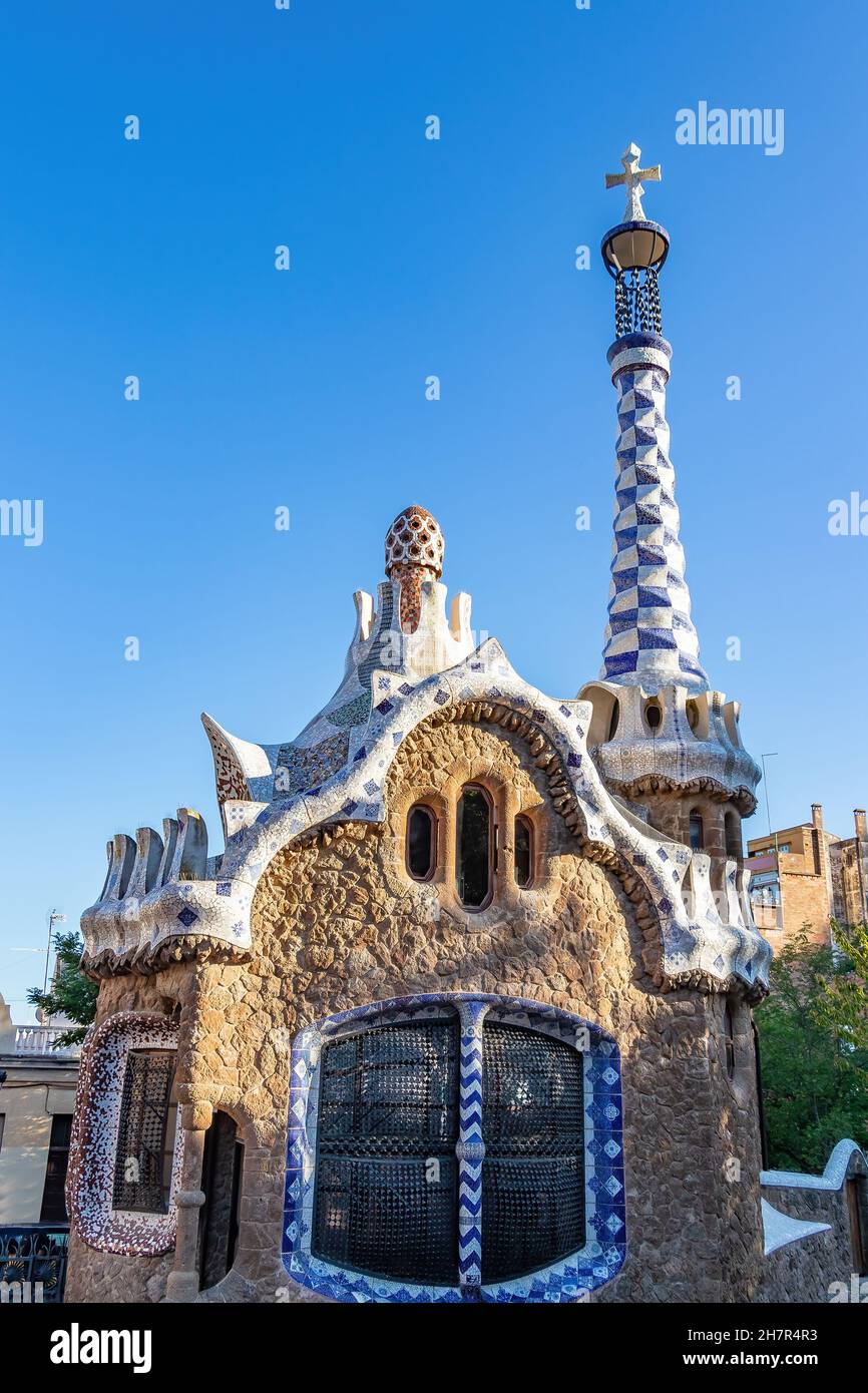 The famous Parc Güell designed by the architect Gaudí in the city of ...