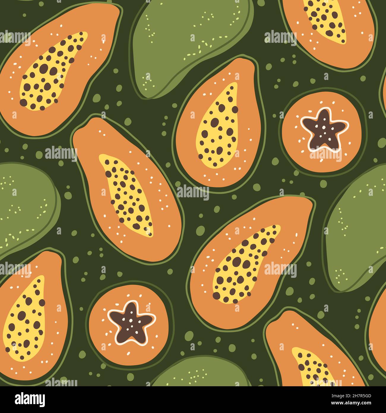 Summer fruit cartoon doodle seamless pattern Stock Vector