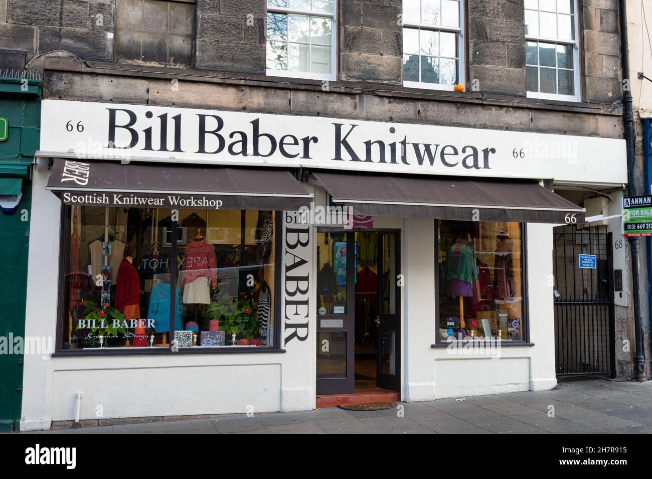 Edinburgh, Scotland- Nov 20, 2021: Bill Baber Knitwear shop in Edinburgh City centre. Stock Photo