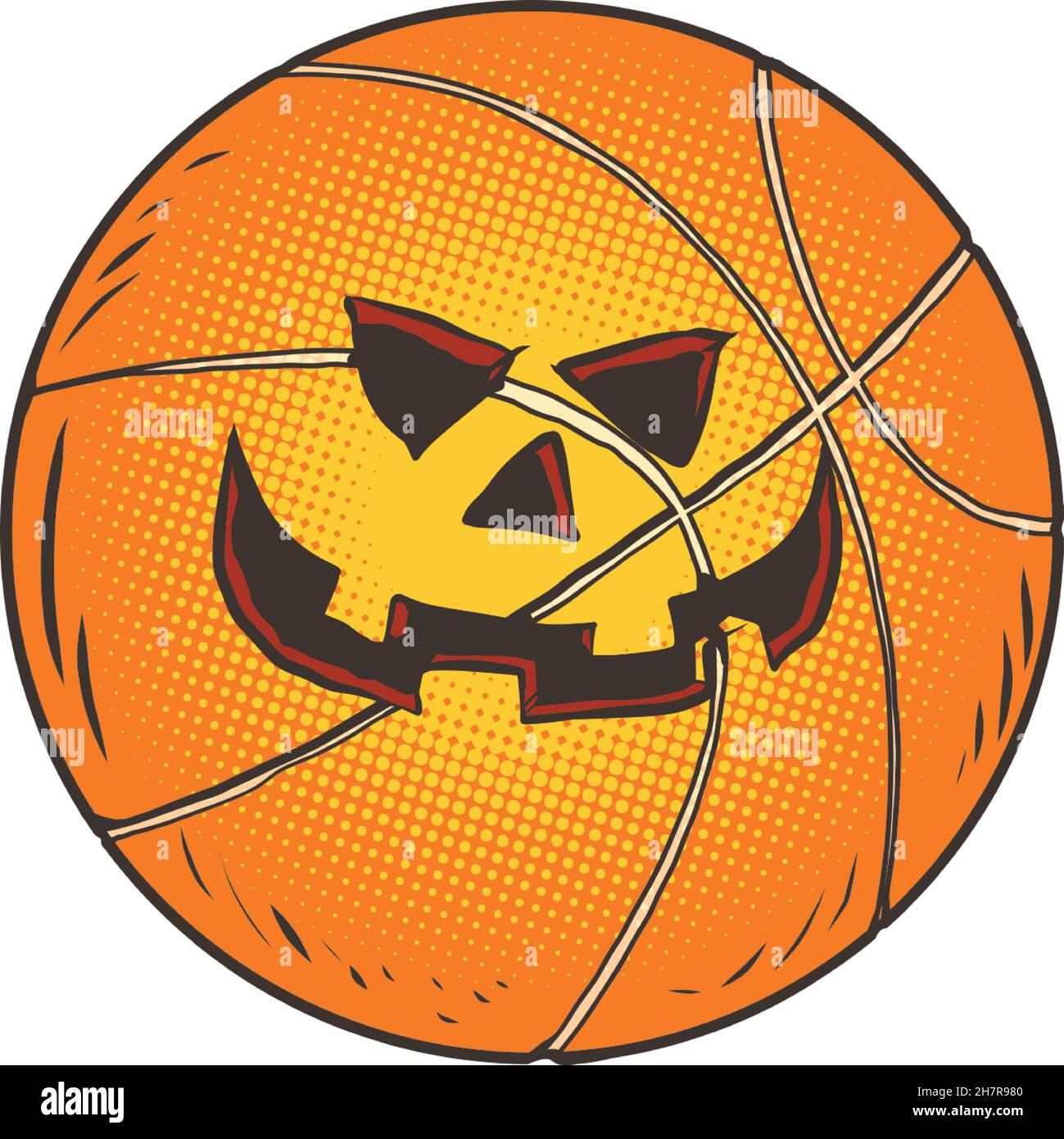 halloween pumpkin face basketball, sports item Stock Vector