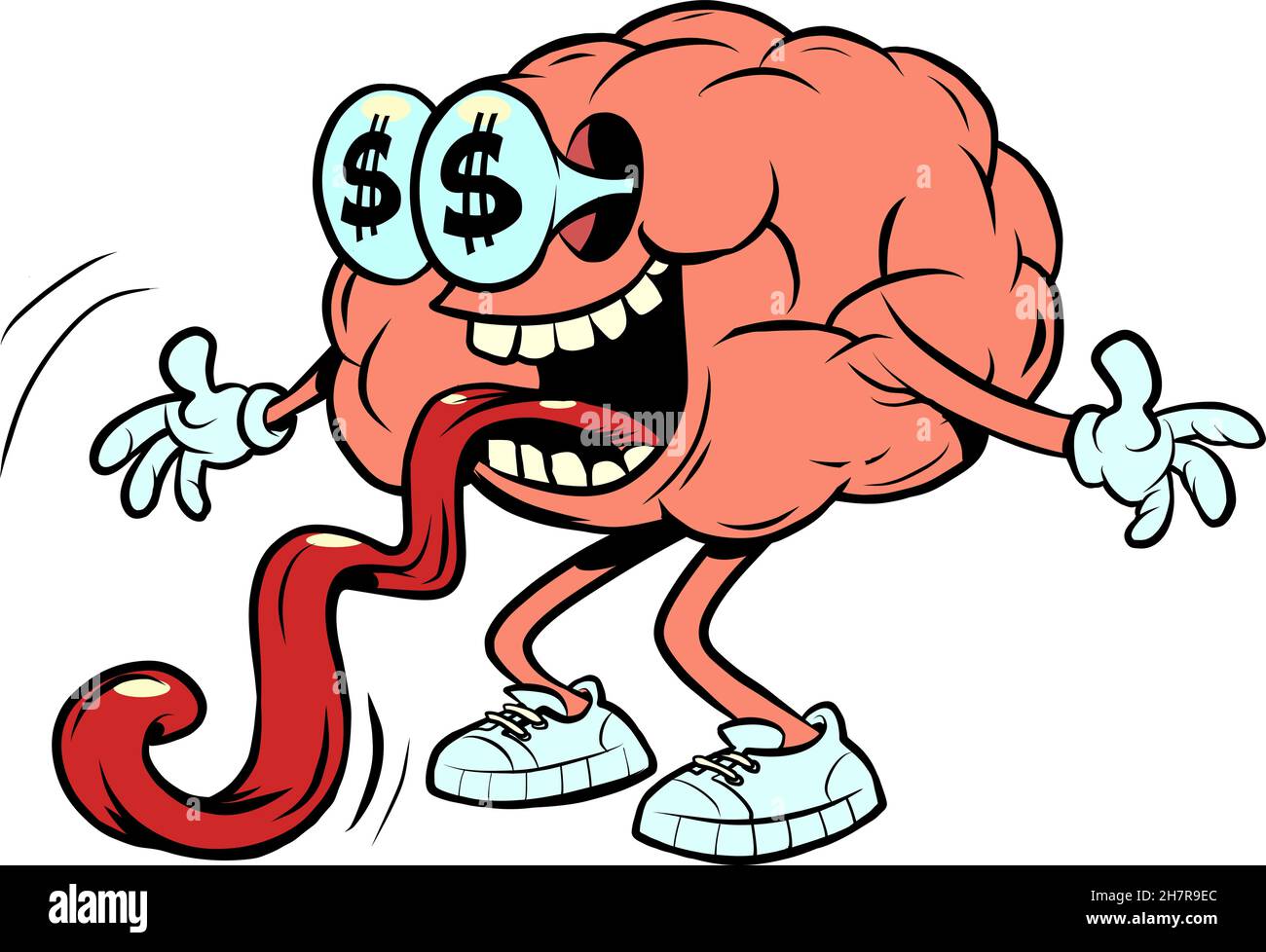 business loves money human brain character, smart wise Stock Vector