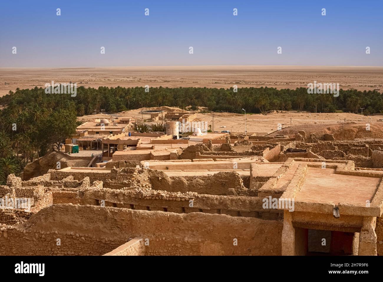 View of the old abandoned village in the middle of the Sahara Desert, Tunisia, Africa Stock Photo