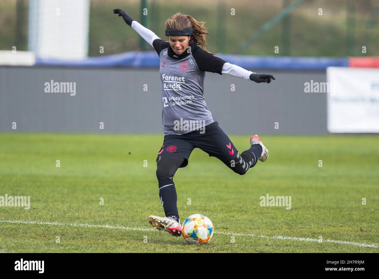 Zenica, Bosnia and Herzegovina, 24th November 2021. Sofie Junge Pedersen of Denmark warms up during the Denmark Women's Training Session in Zenica. November 24, 2021. Credit: Nikola Krstic/Alamy Stock Photo