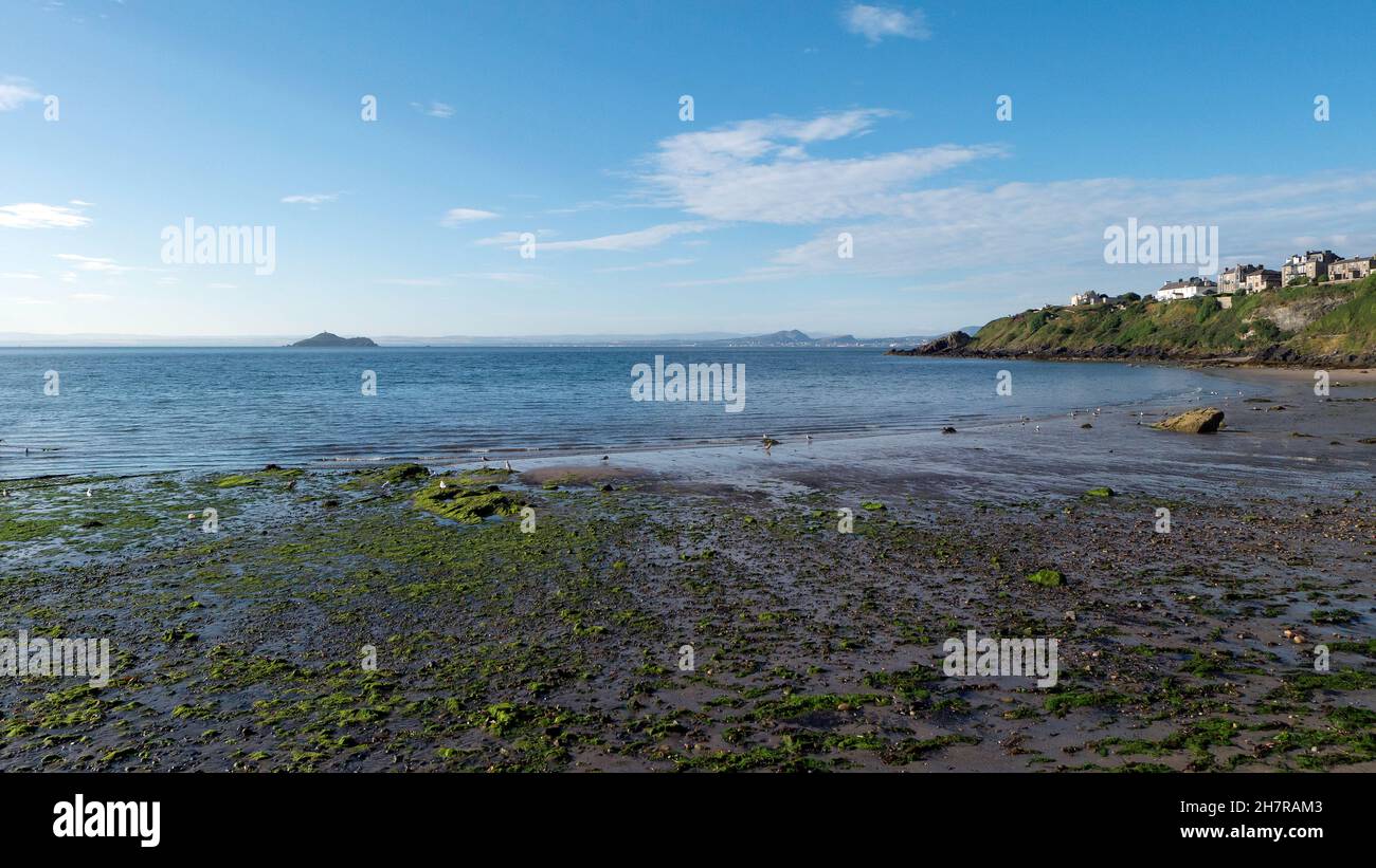 View from the Fife Coastal Path of the Firth of Forth at Kinghorn, Fife, Scotland. Stock Photo