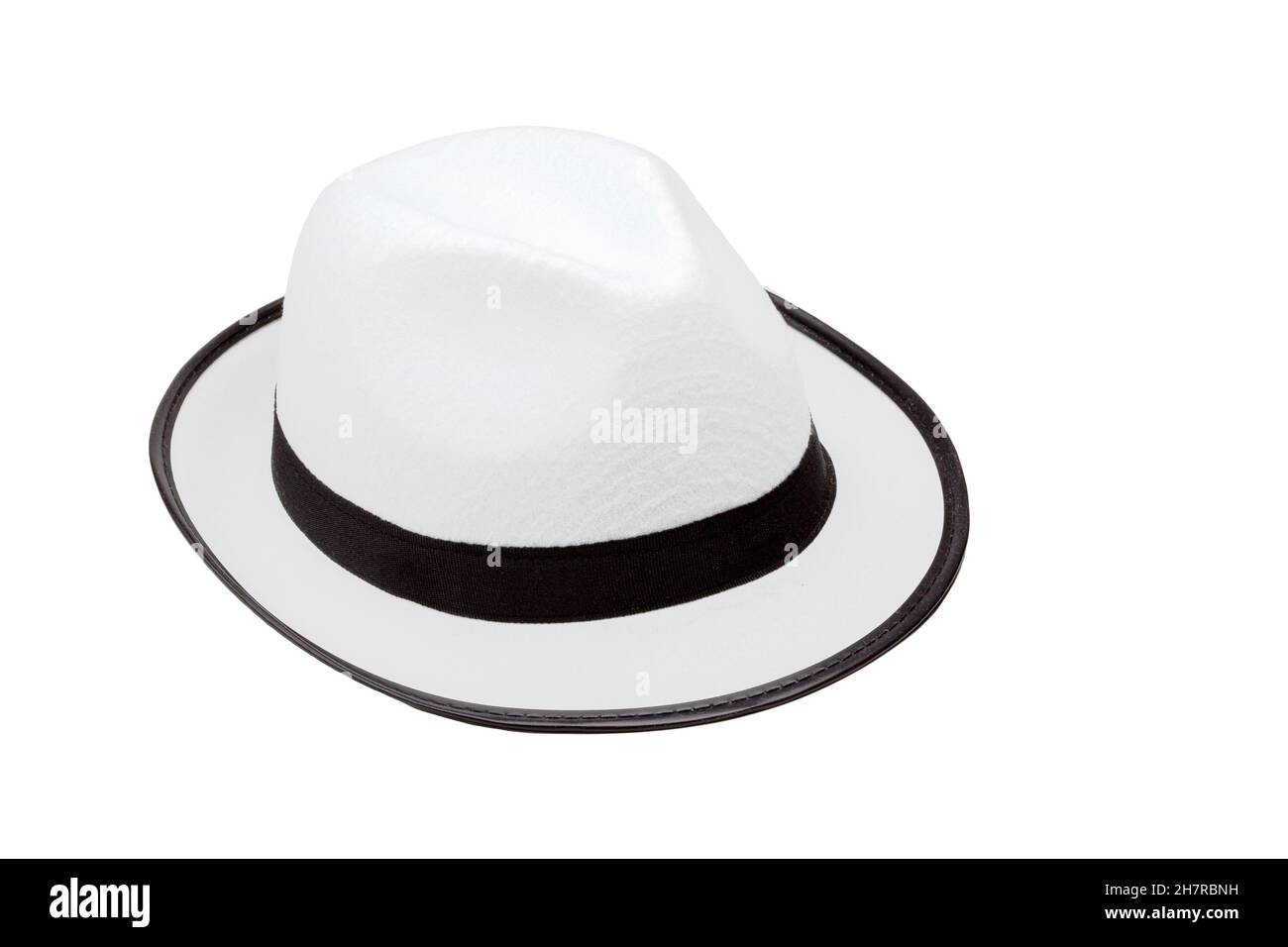 Simple classic black and white fedora hat, object isolated on white, cut  out. Fancy clothing, stylish fashion accessory design element. Premium  qualit Stock Photo - Alamy