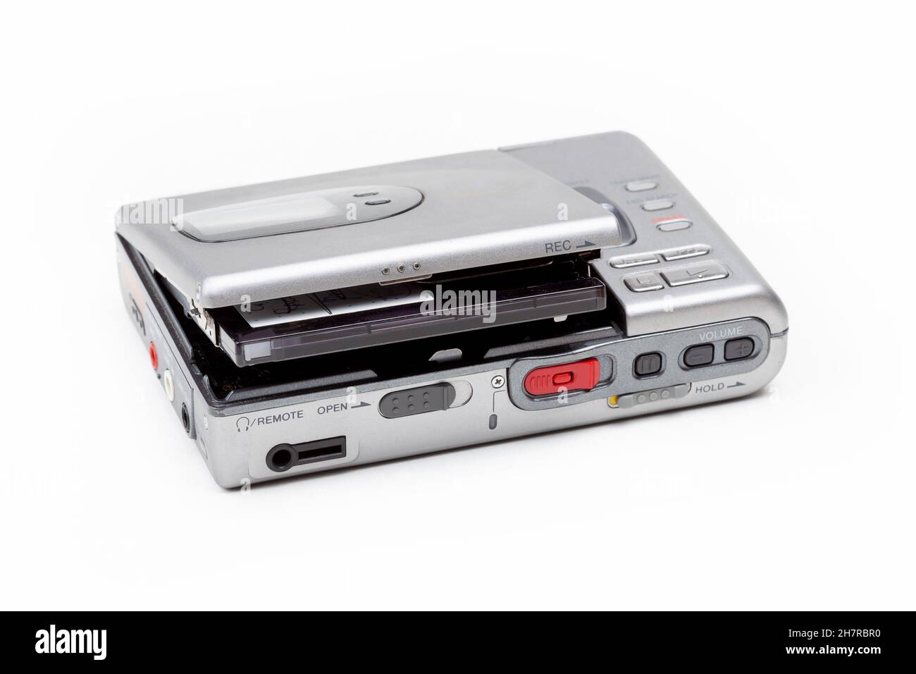 Simple old silver retro disc audio recorder device, object isolated on