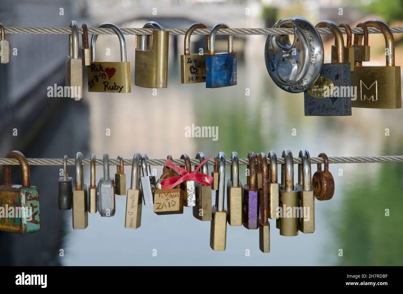 Locks of Love Butchers Bridge LJubljana Slovenia Stock Photo