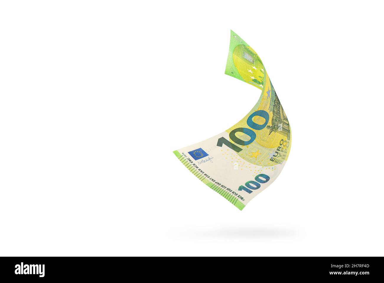 One hundred euro banknote isolated on white background. European money ...
