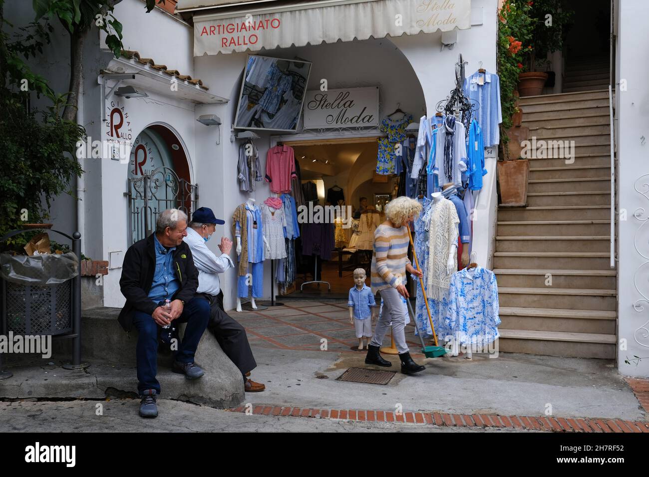 Streets and vibrant shops in Positano resort on the Amalfi Coast