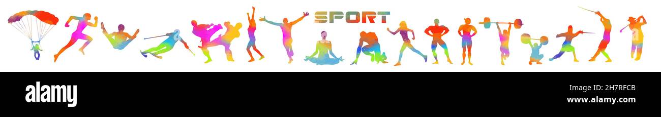 multicolored People go in for sports. Vector illustration Stock Vector