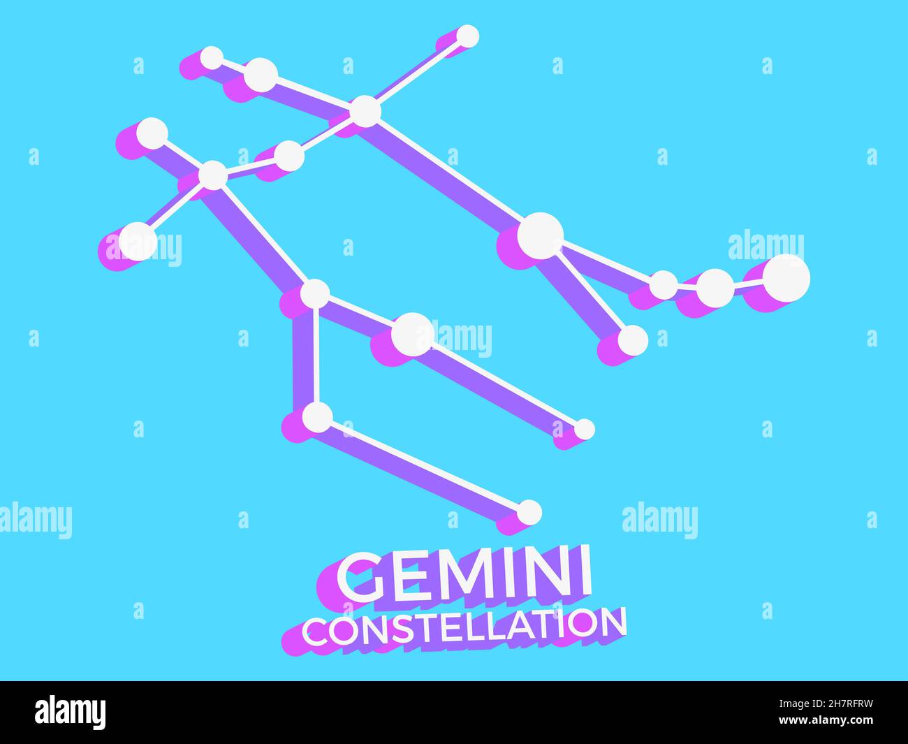 Gemini constellation 3d symbol. Constellation icon in isometric style ...