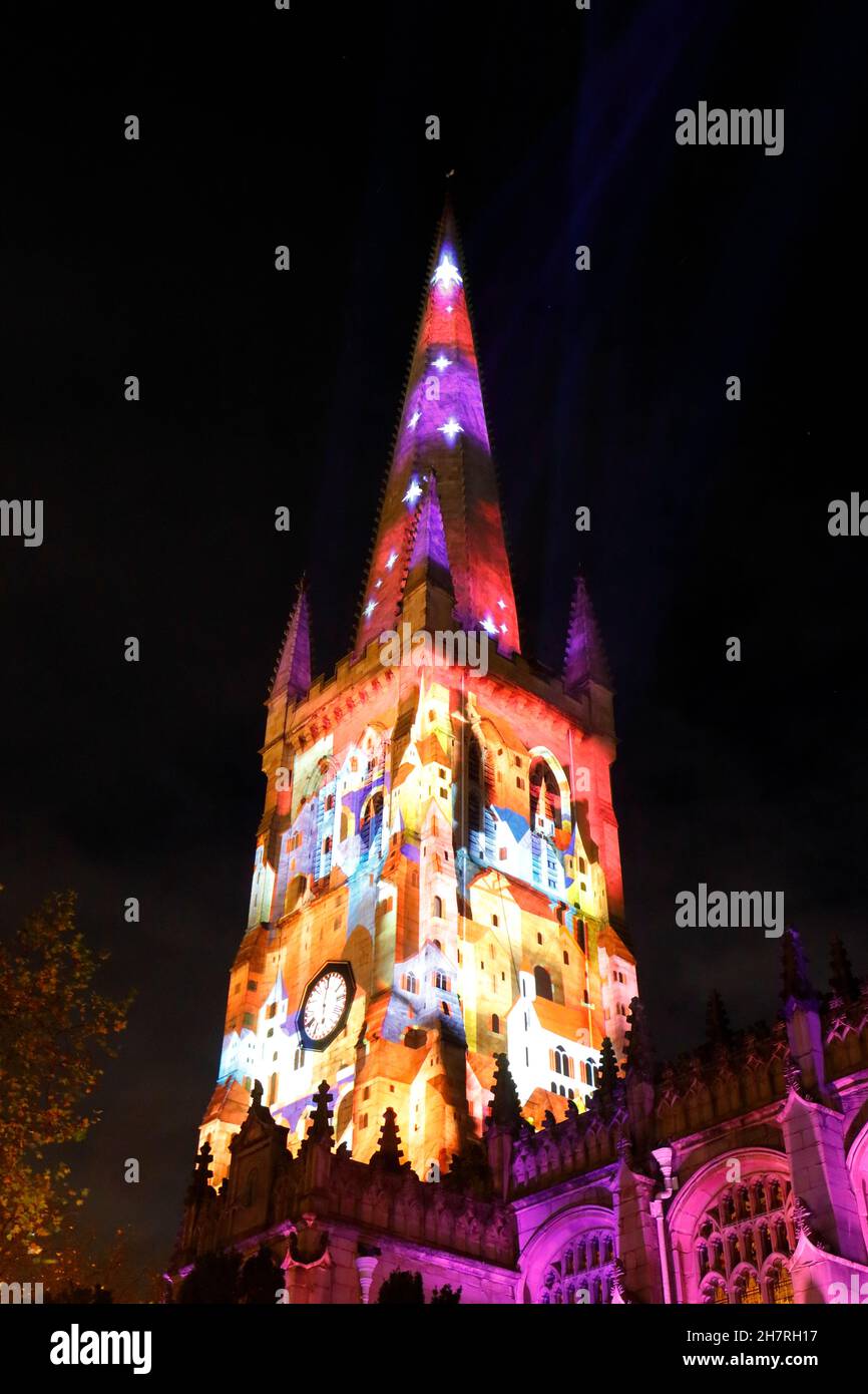 Wakefield cathedral projection lightshow hires stock photography and