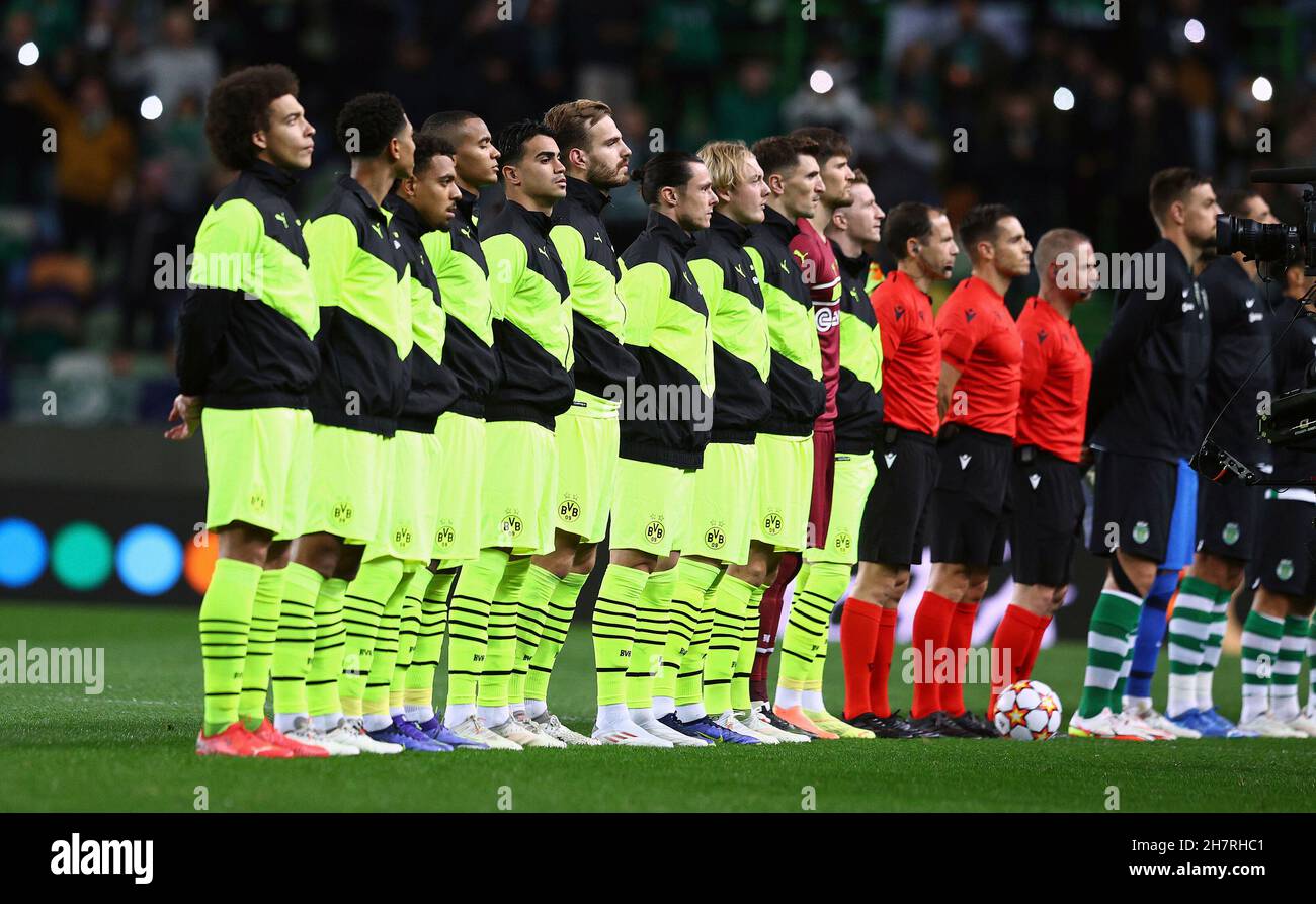 Lisbon Portugal 24th Nov 21 Firo 24 11 21 Fuvuball Uefa Champions League Cl Chl Season 21 22 Group Stage Sporting Lisbon Bvb Borussia Dortmund Team Bvb Team At Anthem Credit Dpa Alamy Live News