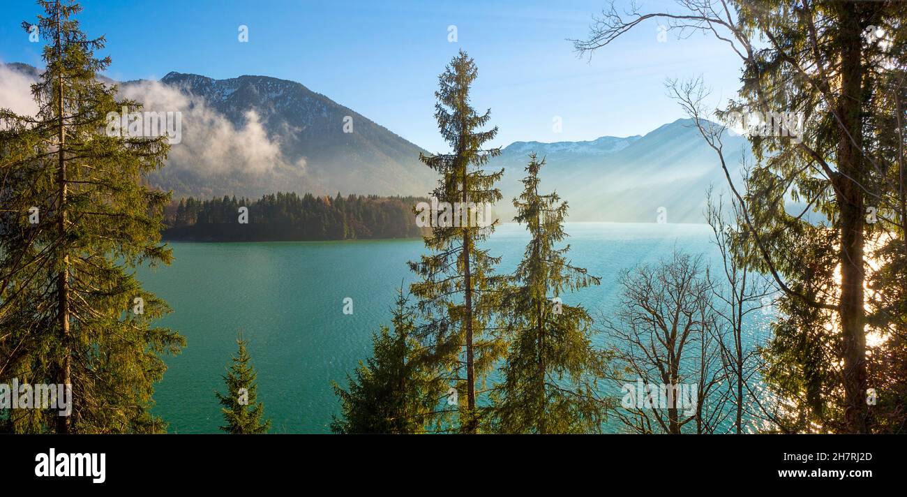 DE - BAVARIA: Late autumn along Sylvenstein Reservioir Stock Photo
