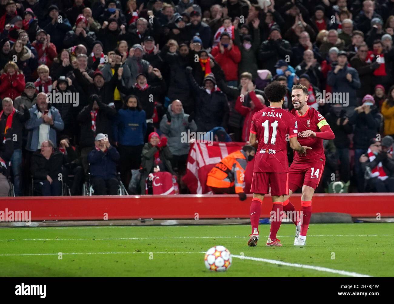 Liverpool's Mohamed Salah Celebrates Scoring Their Side's Second Goal ...