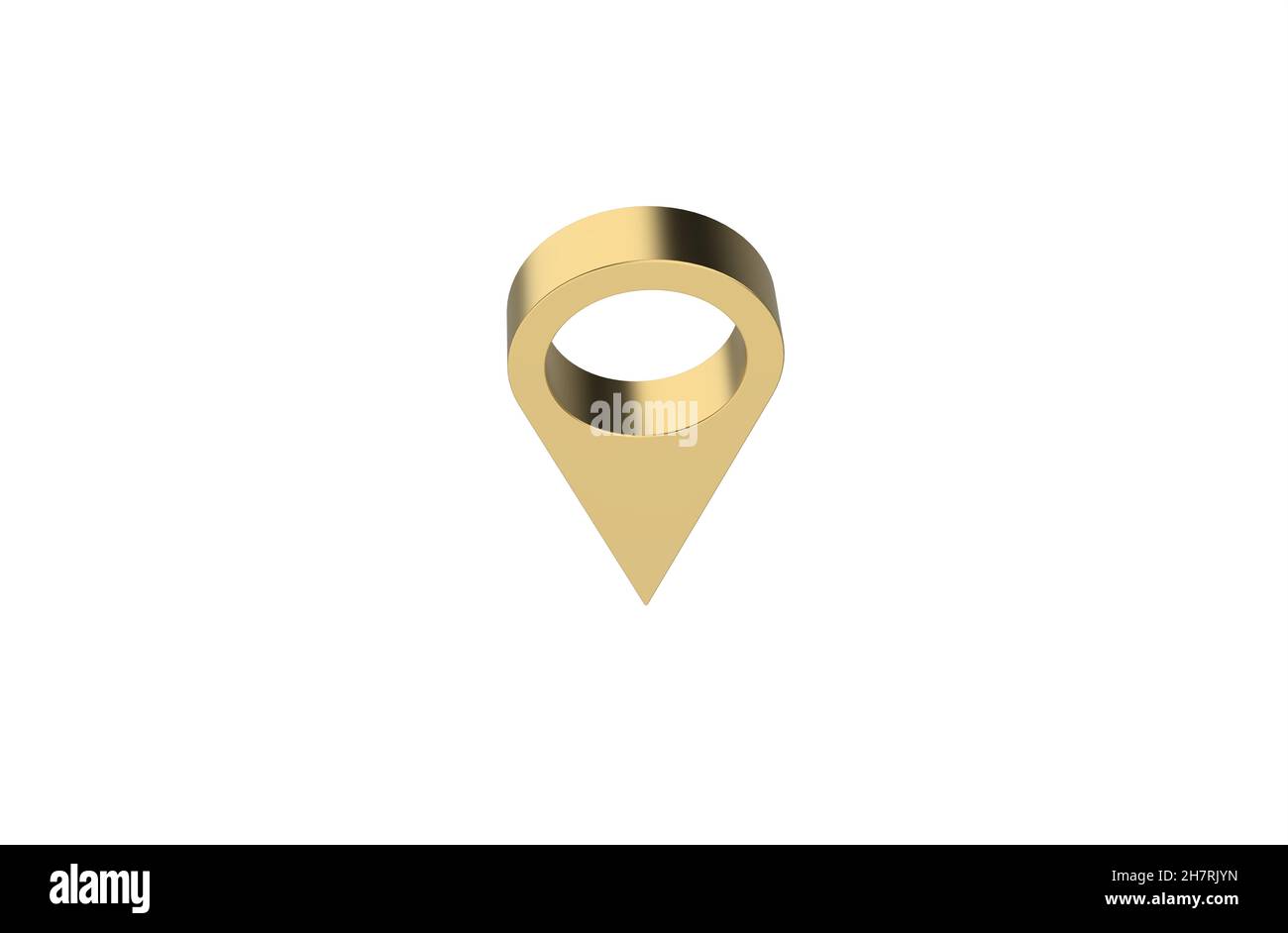 Close-up shot of a golden location icon isolated on a white background ...