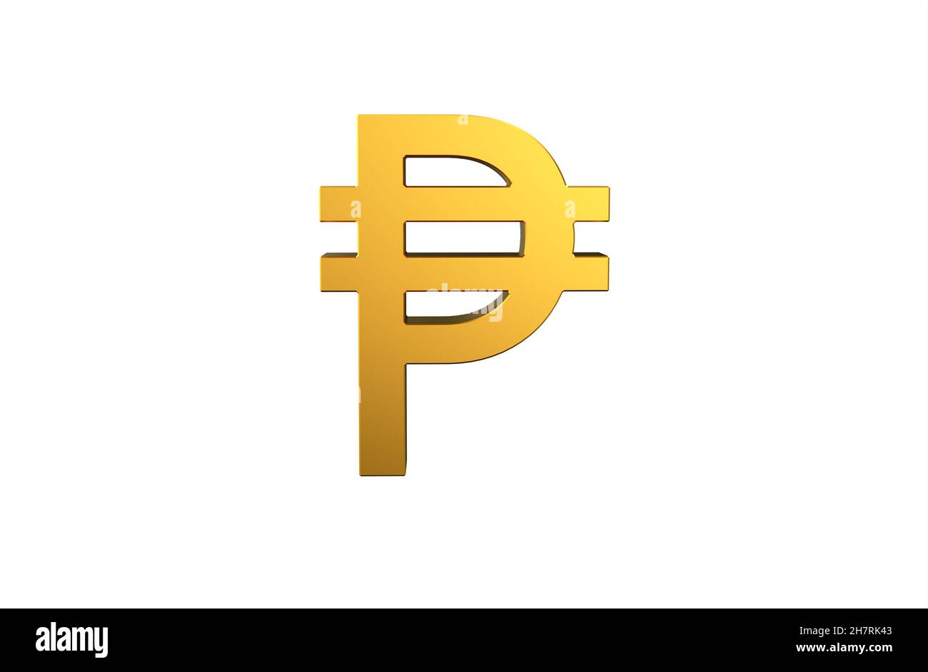 Close-up shot of 3d rendering of golden Philippine peso sign Stock Photo