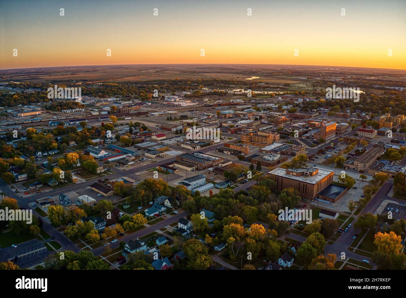 Beautiful aerial view of Huron, South Dakota under a clear sky at