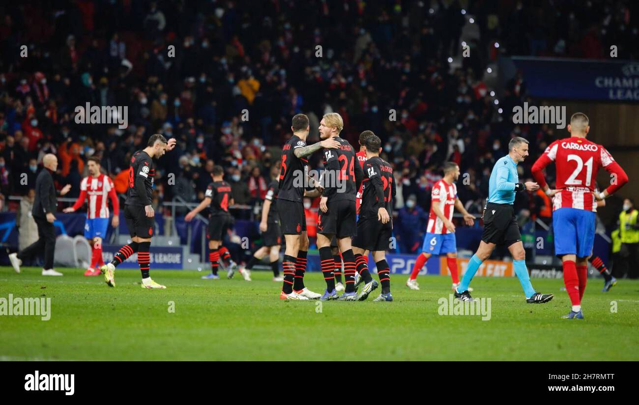 Madrid, Spain. 24th Nov, 2021. Correa player from Atletico de Madrid, during the UEFA Champions League group stage against AC Milan at the Wanda Metropolitano stadium. (Photo by: Ivan Abanades Medina Credit: CORDON PRESS/Alamy Live News Stock Photo