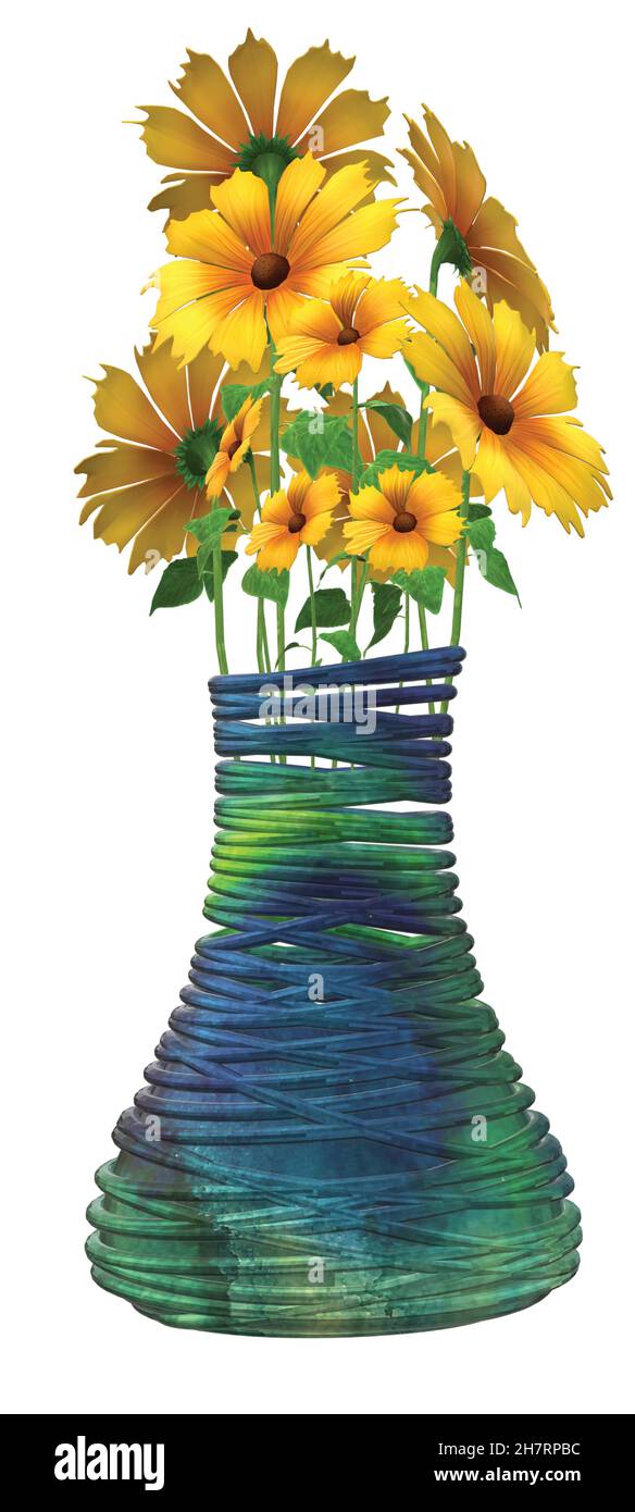 Yellow vase with blue flowers hi-res stock photography and images - Alamy