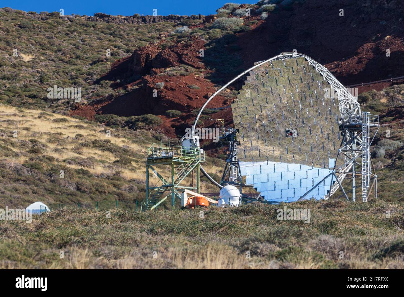 LA PALMA, CANARY ISLANDS, SPAIN - November 08, 2021. Big telescopes at highest peak of La Palma, Cary Islands Stock Photo