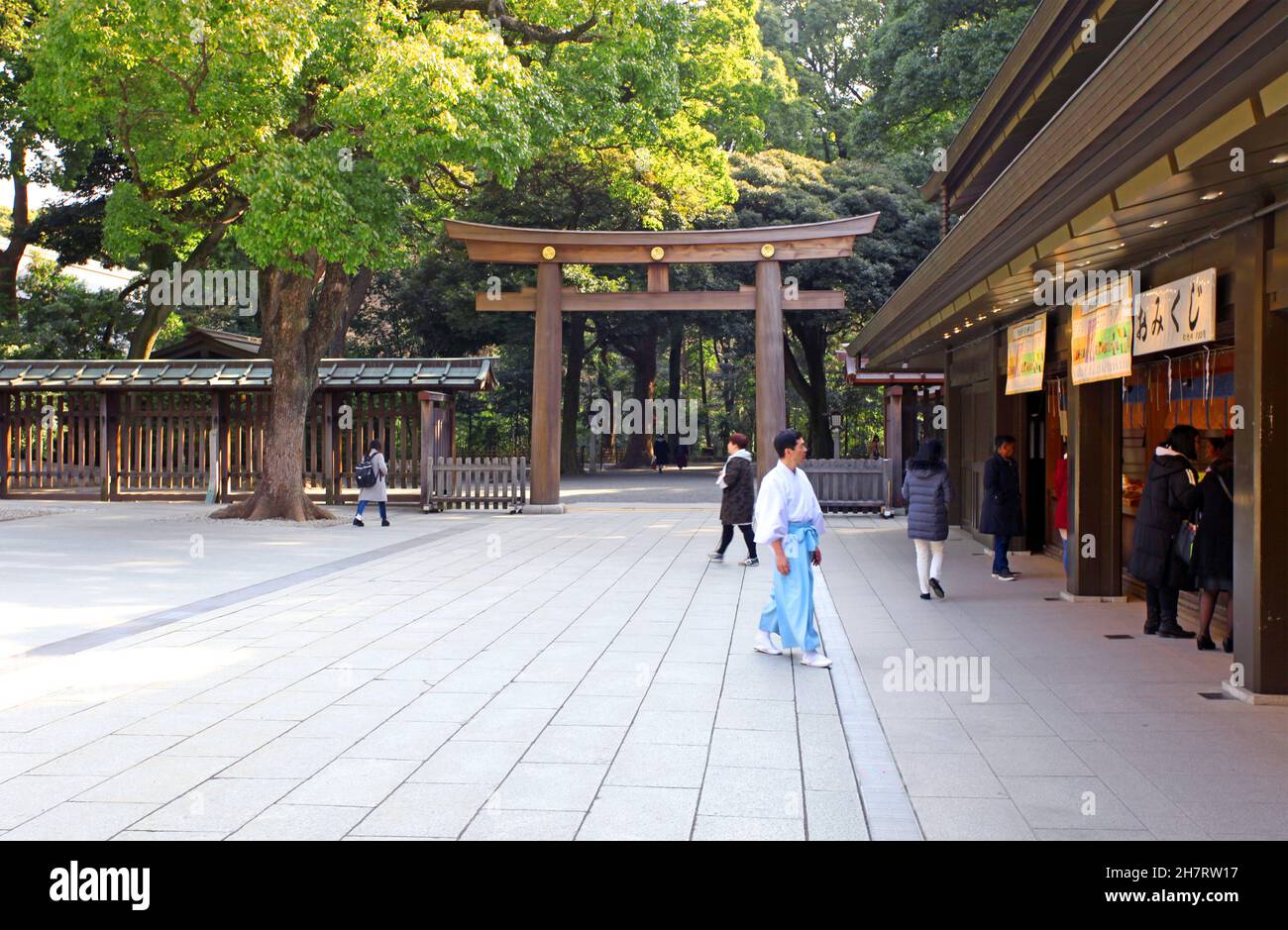 The Meiji Jingu Shrine in Shibuya City, Tokyo, Japan. The shrine is a ...