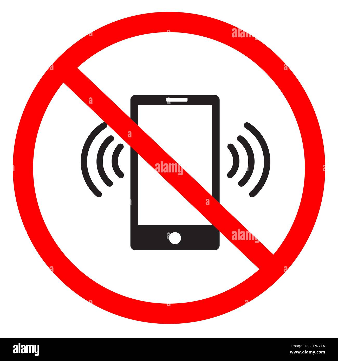 no Calling label on white background. mobile phone sign prohibited. No