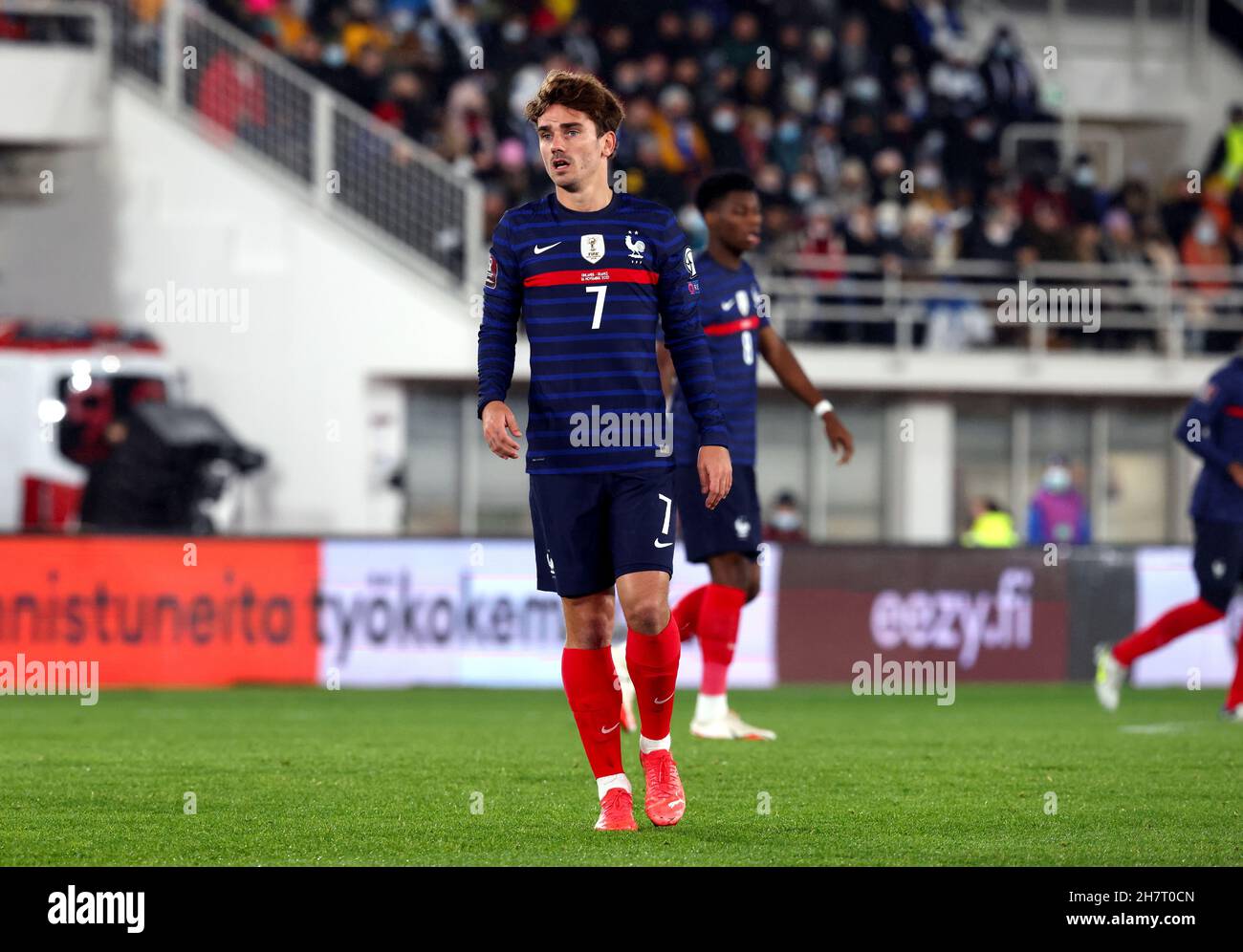 Finland 0-2 France in the 2022 Qatar World Cup European Qualifying Group D at the Olympic Stadium in Helsinki, Finland on November 16, 2021. Finland v France. Antoine Griezmann - France Stock Photo