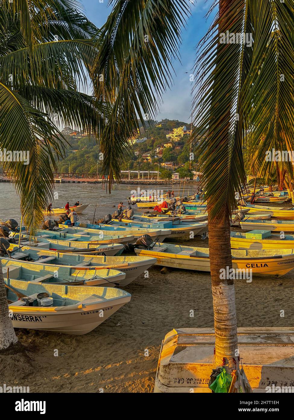Sunrise, Fish Market, Zihuatanejo, Ixtapa, Guerrero, Mexico Stock Photo