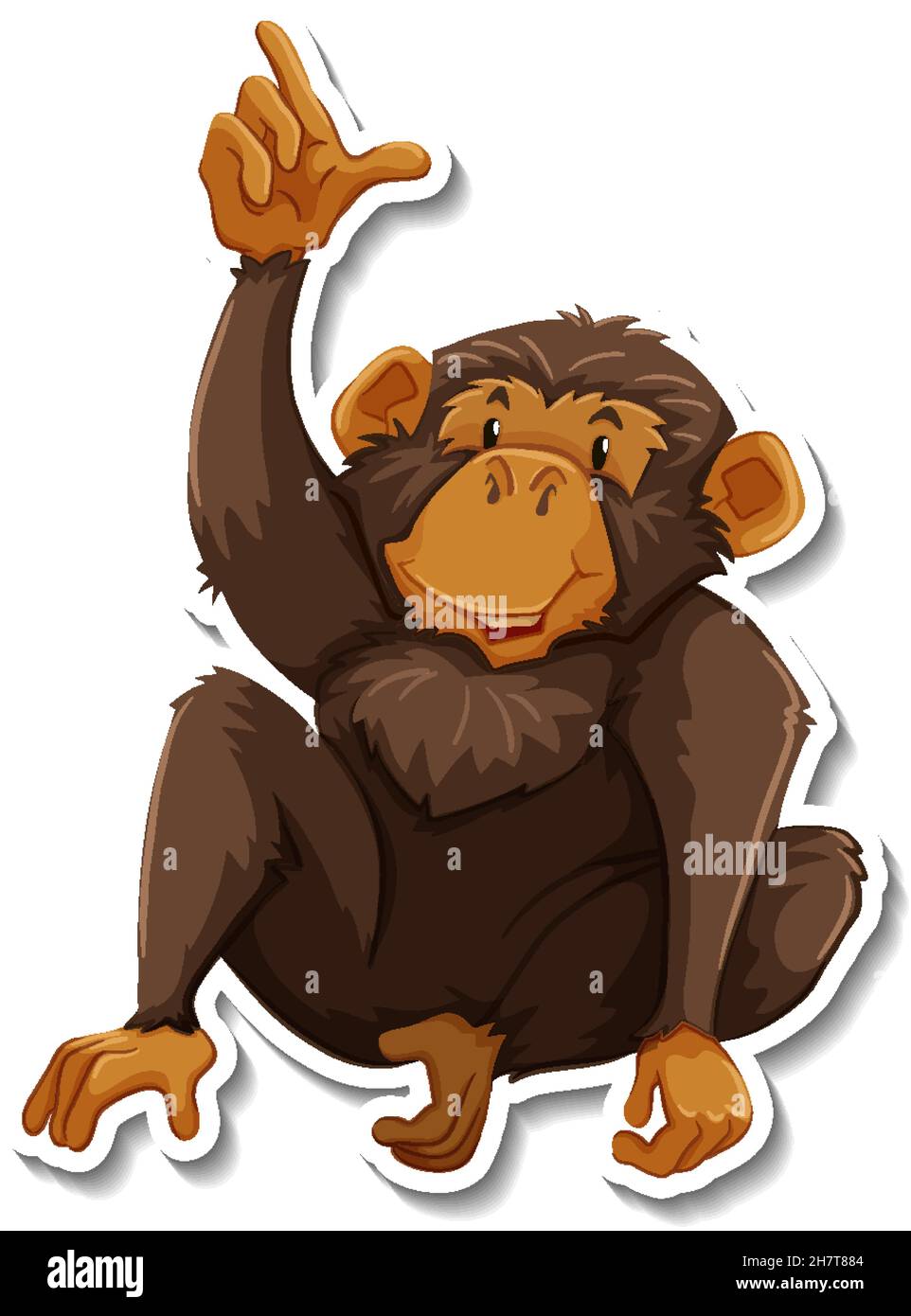 Funny monkey animal cartoon sticker illustration Stock Vector Image
