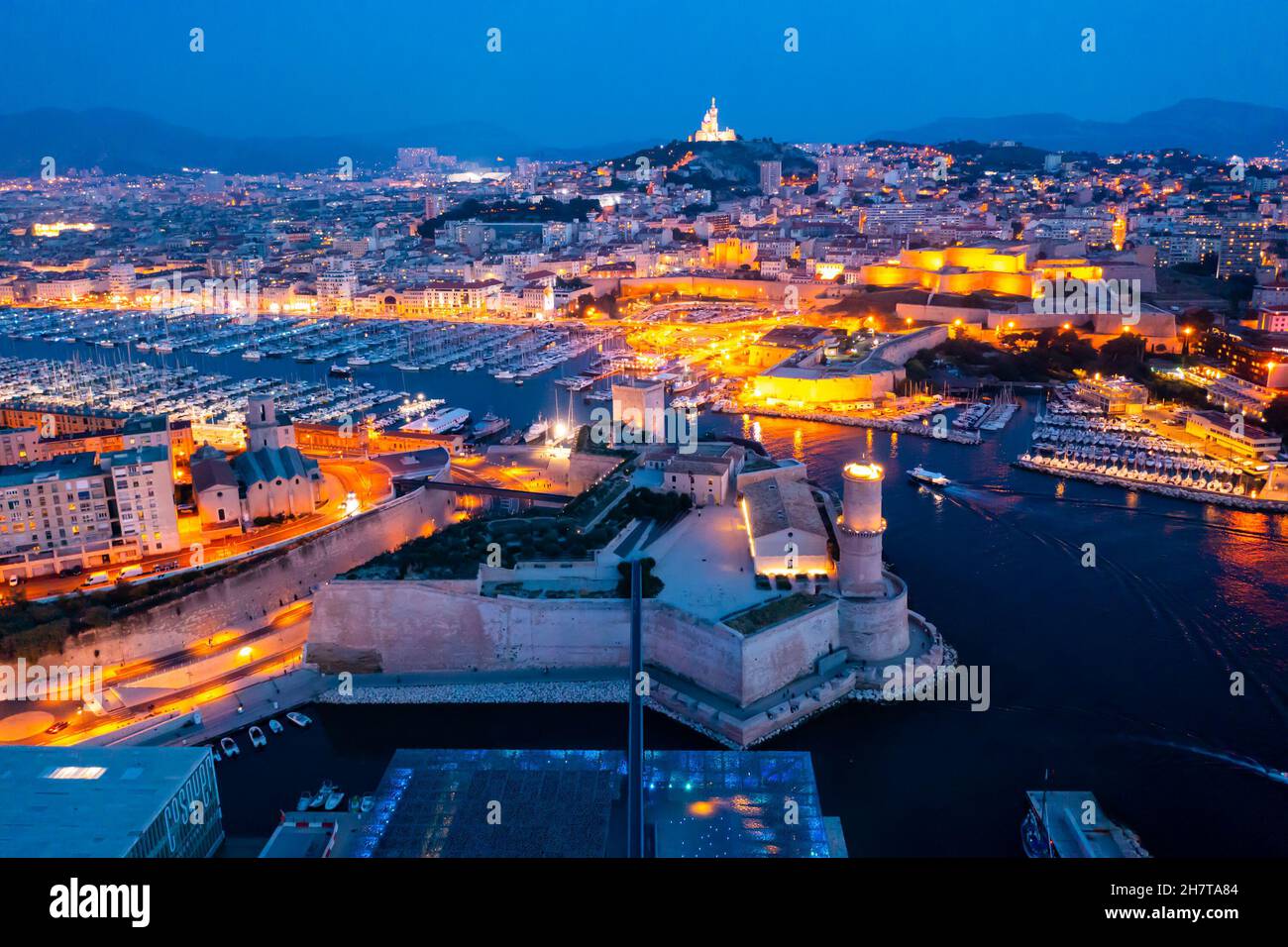 Marseille night skyline hi-res stock photography and images - Alamy