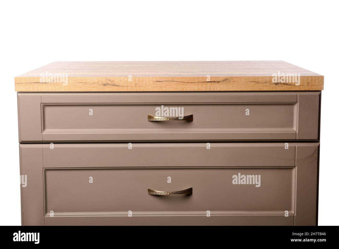 Wooden kitchen counter on white background Stock Photo - Alamy