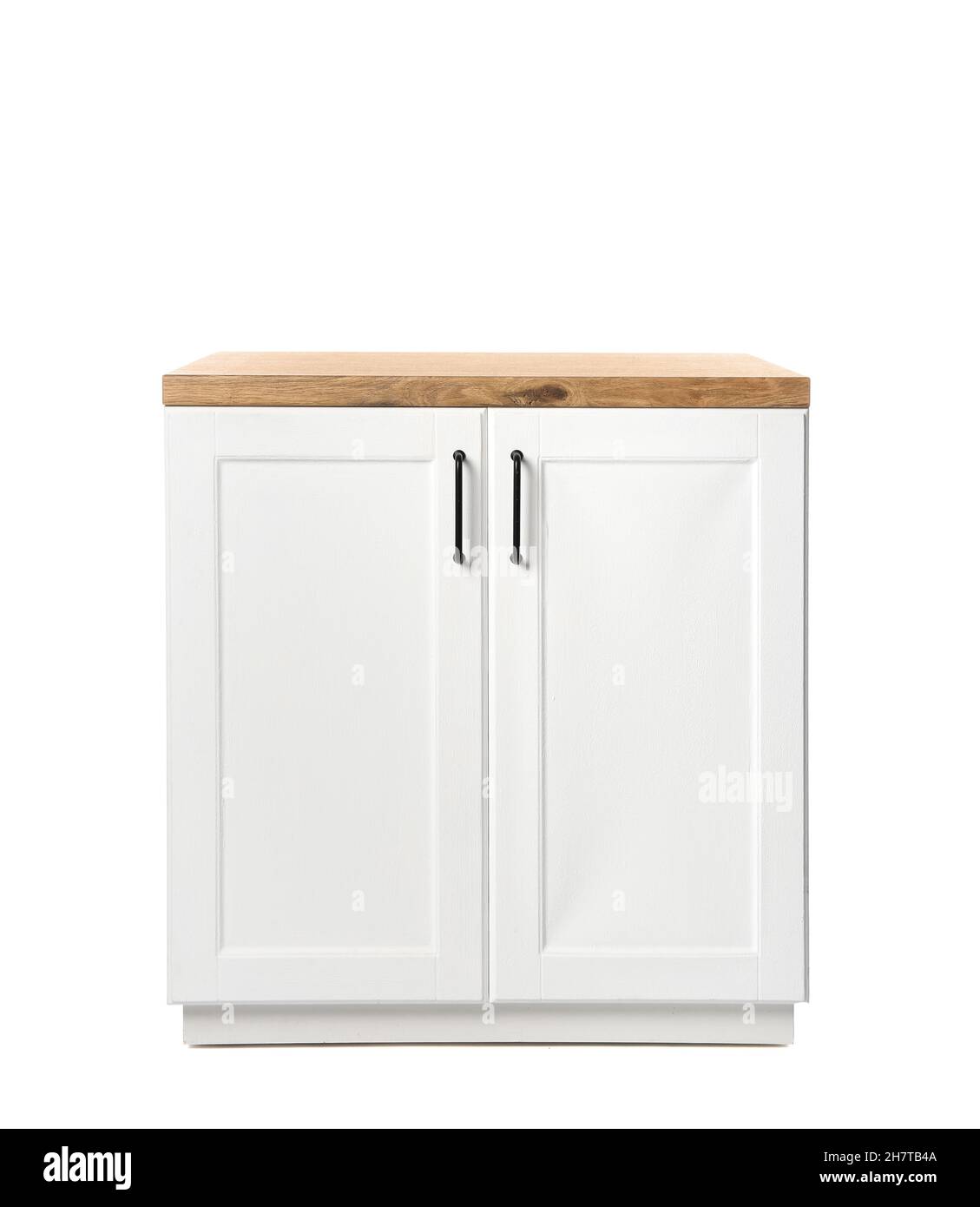 Wooden kitchen counter on white background Stock Photo - Alamy