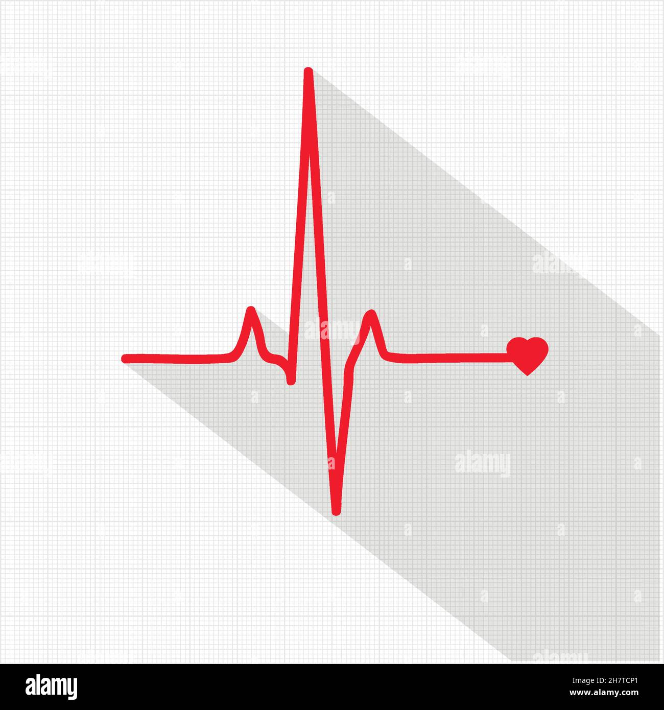 Red vector pulse icon isolated over cardiogram grid, hospital related vector icon Stock Vector