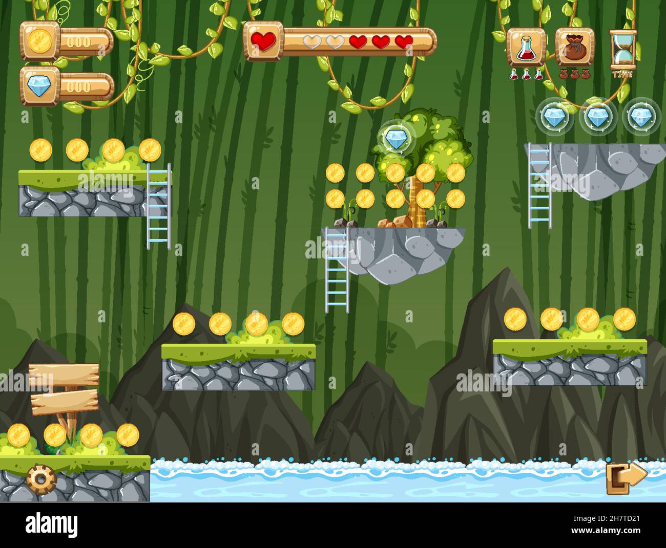 A Game Template Jungle Scene illustration Stock Vector Image & Art - Alamy
